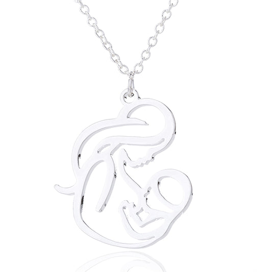 Mum & Baby Breastfeeding Pendant Stainless Steel Necklace (Silver, Gold or Rose Gold)