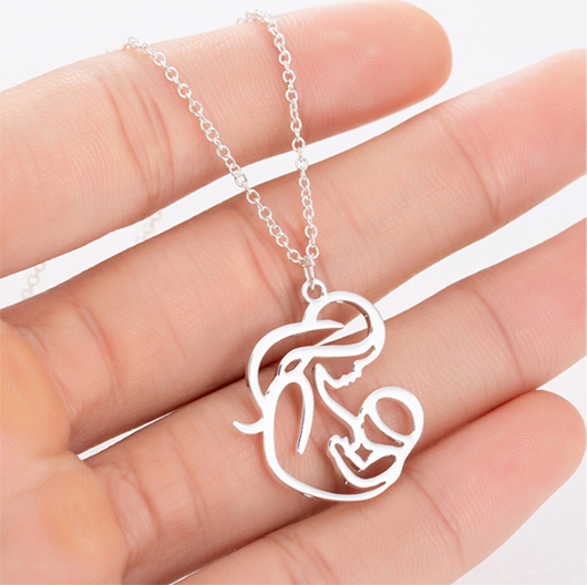 Mum & Baby Breastfeeding Pendant Stainless Steel Necklace (Silver, Gold or Rose Gold)