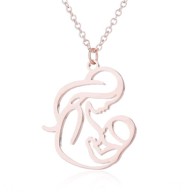Mum & Baby Breastfeeding Pendant Stainless Steel Necklace (Silver, Gold or Rose Gold)