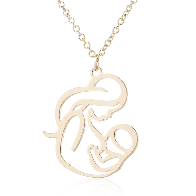 Mum & Baby Breastfeeding Pendant Stainless Steel Necklace (Silver, Gold or Rose Gold)