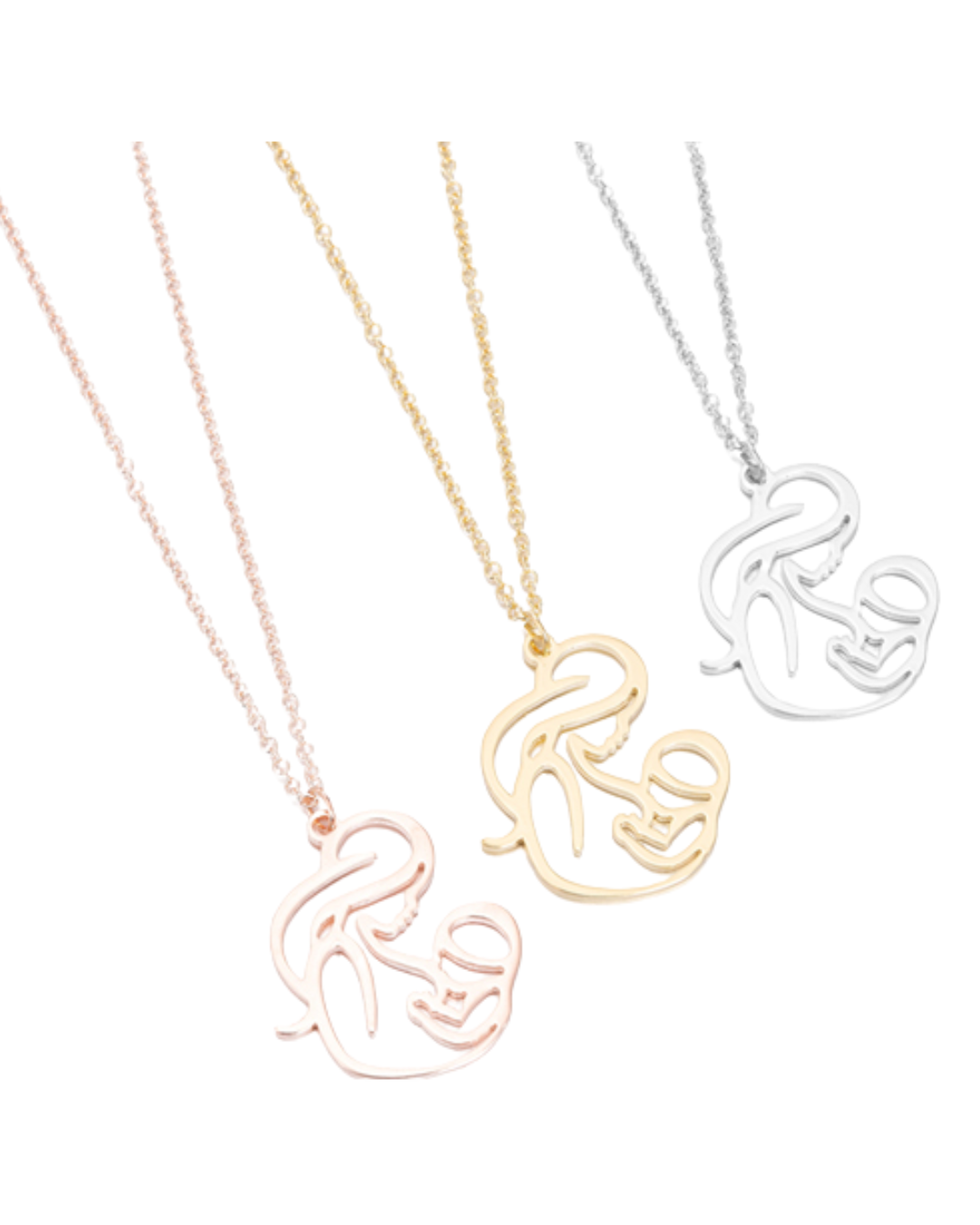 Mum & Baby Breastfeeding Pendant Stainless Steel Necklace (Silver, Gold or Rose Gold)
